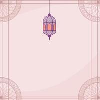 Empty Islamic Greeting Card Frame Background with Lantern and Ornament Decoration vector