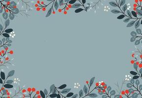 frame with winter red berries and branches and space for text in the center. Winter holidays. Template for frame, invitation, postcard. vector