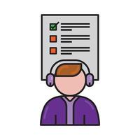 Online customer support outline flat style vector
