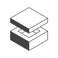 Cube logo, geometric design. Black and white Box logotype company, trendy techno emblem in isometric 3D style. vector
