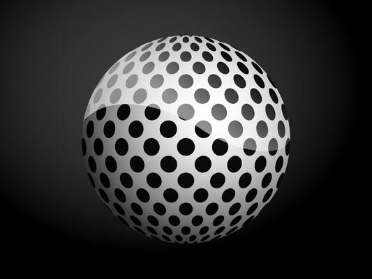 Abstract pattern cover black and white 3D ball. illustration on dark background.