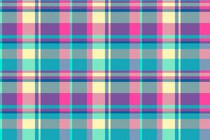 India check fabric plaid, tracery pattern seamless tartan. Harvest textile background texture in cyan and light colors. vector