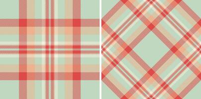 Seamless background texture of plaid check tartan with a textile fabric pattern. Set in christmas colors of messy stripe art. vector