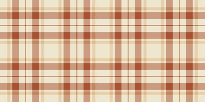 Self fabric check tartan, mixed textile pattern . Warp plaid texture seamless background in light and orange colors. vector