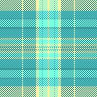 Punk textile check texture, velvet tartan plaid background. Decorating pattern seamless fabric in cyan and yellow colors. vector