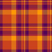 Paint tartan plaid textile, twill fabric texture pattern. School check background seamless in red and purple colors. vector