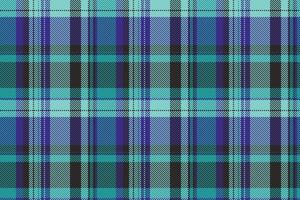 Fibrous plaid fabric seamless, unique texture background. Fuzzy tartan textile check pattern in teal and dark colors. vector
