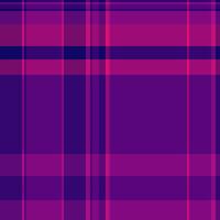 Discount seamless pattern tartan, folk textile check fabric. Trim plaid background texture in magenta and purple colors. vector