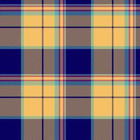 Equal plaid seamless, youth texture fabric tartan. Home check background pattern textile in amber and indigo colors. vector