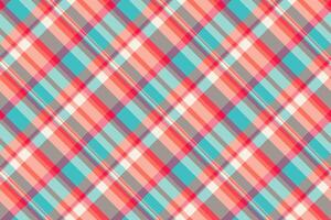 Picnic plaid texture fabric, string tartan pattern. Furry textile check seamless background in red and pastel colors. vector