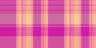 Flowing check fabric background, argyle tartan texture seamless. Open plaid pattern textile in red and magenta colors. vector