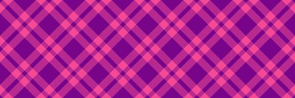 Geometry check plaid fabric, lined tartan texture. Composition background seamless pattern textile in purple and pink colors. vector