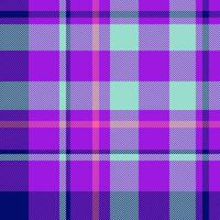 Uniform check seamless, pajamas textile tartan pattern. Ethnicity texture fabric plaid background in violet and teal colors. vector