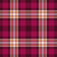 Girly texture fabric check, magazine background textile pattern. Mid tartan plaid seamless in pink and dark colors. vector