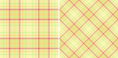 Texture pattern check of fabric seamless with a textile plaid tartan background. Set in light colors for Easter fashion ideas, stylish celebration. vector