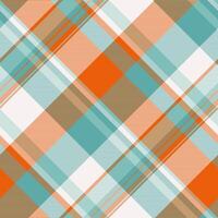 Color texture background check, woman plaid seamless tartan. Rag fabric textile pattern in white and teal colors. vector