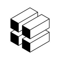 Cube logo, geometric design. Black and white Box logotype company, trendy techno emblem in isometric 3D style. vector
