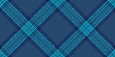 Wear texture seamless, 50s plaid fabric textile. Cyan tartan pattern check background in blue and cyan colors. vector