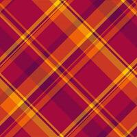 Lovely plaid fabric , rose textile check texture. Suit seamless pattern background tartan in red and bright colors. vector