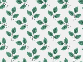 Hand drawn floral pattern design. Simple ornament with plant and leaf. vector