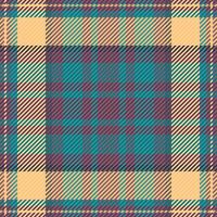 Christmas card background pattern fabric, menu texture check. Hounds tartan plaid textile seamless in cyan and orange colors. vector