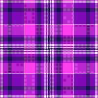 Comfort check seamless, periodic fabric texture tartan. Robe textile plaid pattern background in purple and magenta colors. vector