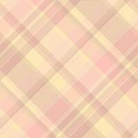 Usa check tartan fabric, scenery plaid texture pattern. Designer textile seamless background in light and moccasin colors. vector