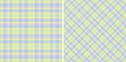 Tartan textile fabric of seamless plaid pattern with a check texture background. Set in pastel colors. Stylish living room and bedroom decor. vector