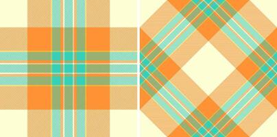 Plaid check texture of pattern background fabric with a textile seamless tartan. Set in gold colors for holiday fashion trends in festive look. vector