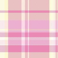 Length check fabric, list plaid textile texture. Mosaic pattern background tartan seamless in pink and lemon chiffon colors. vector