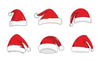 Santa red hat illustration set of six different styles vector