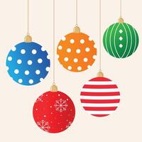Christmas balls hanging on strings vector