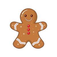 a gingerbread man illustration with a red nose and a smile vector