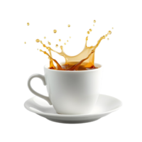 A cup of coffee with a splash of liquid png