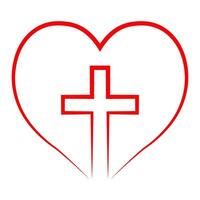 Christian cross inside in heart, Christian symbol love and hope vector