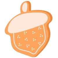 Christmas Gingerbread Cookie. Winter biscuits in acorn shape. vector