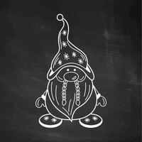 Dwarf with braids and starry hat on chalkboard background vector