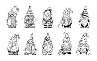 Cute dwarf set of hand-drawn festive characters and designs vector