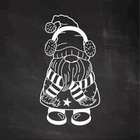 Dwarf in earmuffs and scarf with star on chalkboard vector