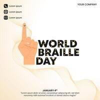 World Braille Day background with a finger has an eye vector