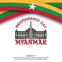 Myanmar Independence Day background with buildings vector