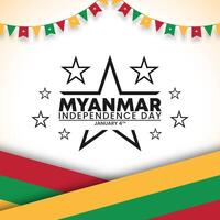 Myanmar Independence Day background with flag decoration vector