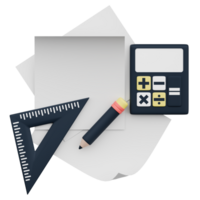 3D Rendering Stationery Essentials for Math and Design Projects png