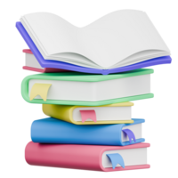 3D Rendering Colorful Stacked Books with Open Pages png