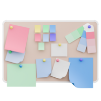 3d Renderização cortiça borda com notas e cor paleta png