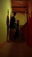 Mysterious Shadows in a Dimly Lit Hallway Create an Enigmatic and Intriguing Atmosphere video