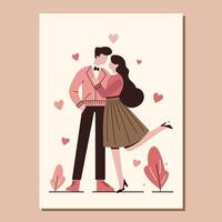 isolated romantic couple on the beige background with hearts in minimalist style. card with couple of lovers vector