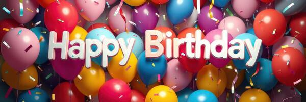 Colorful birthday celebration with balloons and festive decorations creating a joyful atmosphere for a special occasion photo