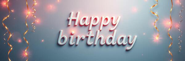 Birthday celebration with joyful decorations and sparkling lights in a festive atmosphere photo