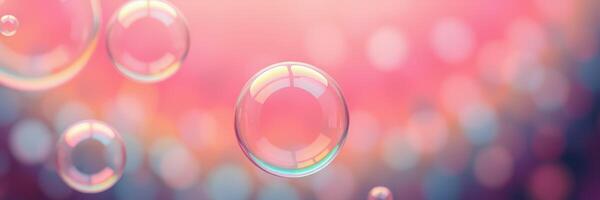 Colorful bubbles floating in soft light create a dreamy atmosphere in a vibrant background photo